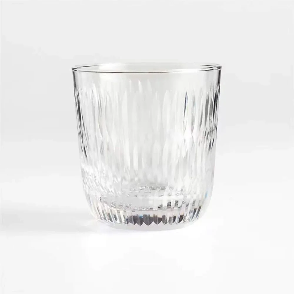 Discontinued Gently Used CB2 Niels 8-Oz Cut Glass Etched Double Old Hashion Glas - Picture 3 of 6